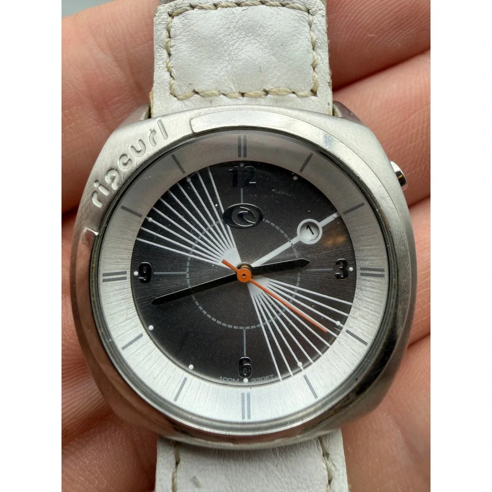 Rip Curl Cortez Surf Watch White Leather Band 100M Quartz Womens Vintage №1145